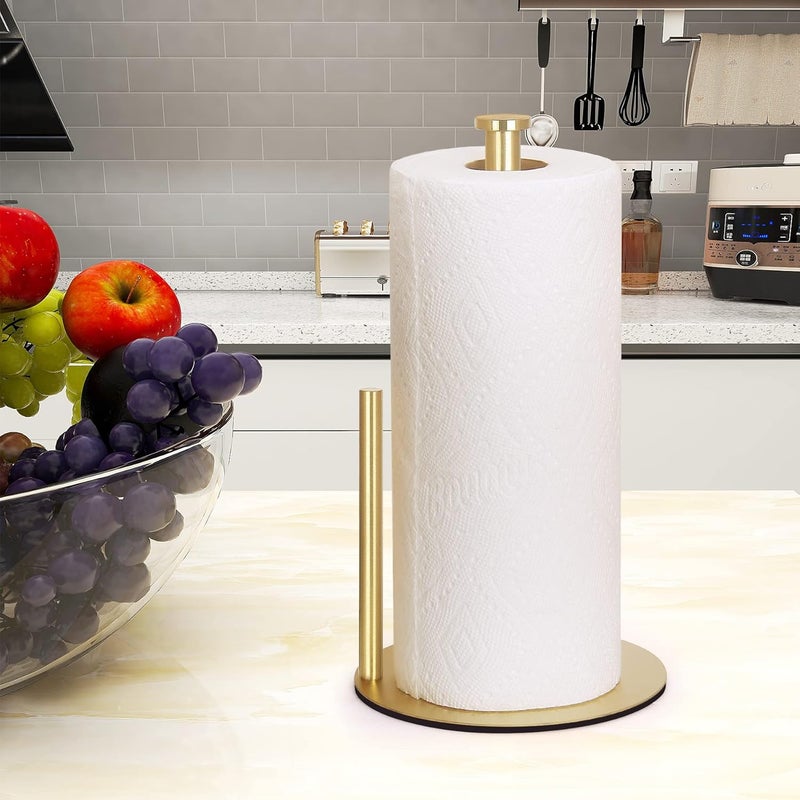 OBODING Gold Countertop Paper Towel Holder, Stainless Steel, Modern Kitchen and Bathroom Organization - Image 2